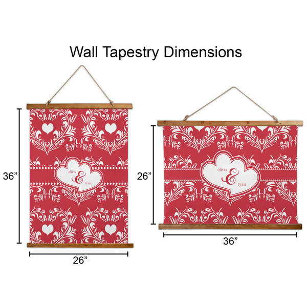 Heart Damask Wall Hanging Tapestries - Parent/Sizing