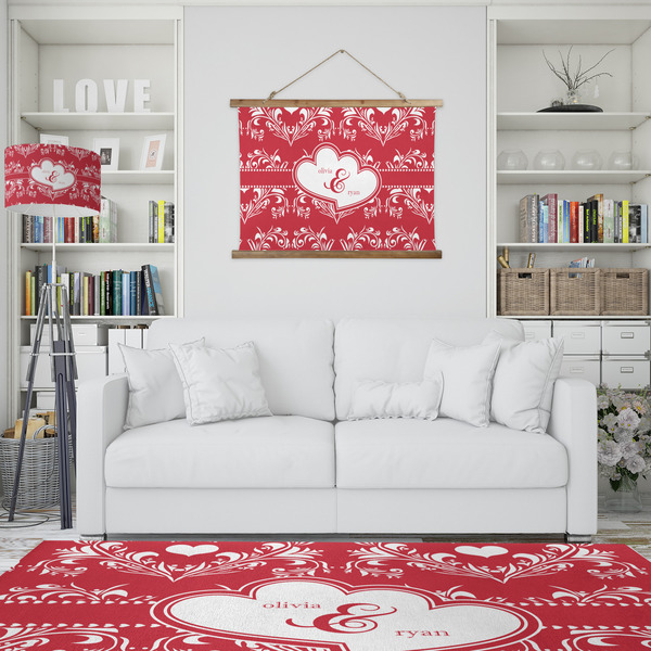 Heart Damask Wall Hanging Tapestry - IN CONTEXT