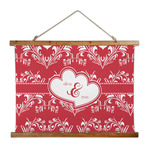 Heart Damask Wall Hanging Tapestry - Wide (Personalized)
