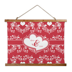 Heart Damask Wall Hanging Tapestry - Wide (Personalized)