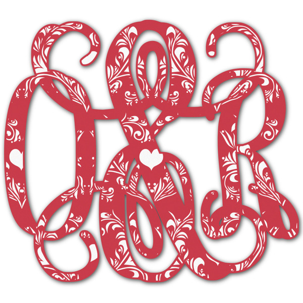 Custom Heart Damask Monogram Decal - Medium (Personalized)
