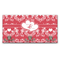 Heart Damask Wall Mounted Coat Rack (Personalized)
