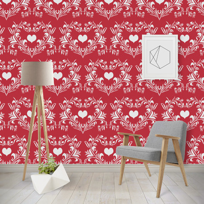 Heart Damask Wallpaper & Surface Covering