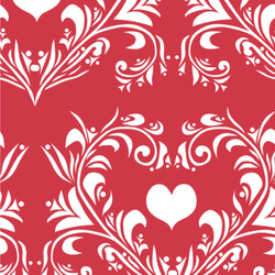 Heart Damask Wallpaper & Surface Covering (Water Activated 24"x 24" Sample)