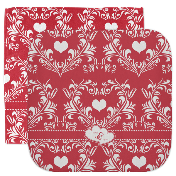 Custom Heart Damask Facecloth / Wash Cloth (Personalized)