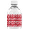 Heart Damask Water Bottle Label - Back View