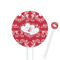 Heart Damask White Plastic 5.5" Stir Stick - Round - Closeup