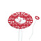 Heart Damask White Plastic 7" Stir Stick - Oval - Closeup