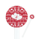 Heart Damask Round Plastic Stir Sticks (Personalized)