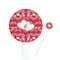 Heart Damask 7" Round Plastic Stir Sticks - White - Single Sided (Personalized)