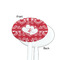 Heart Damask White Plastic 7" Stir Stick - Single Sided - Oval - Front & Back