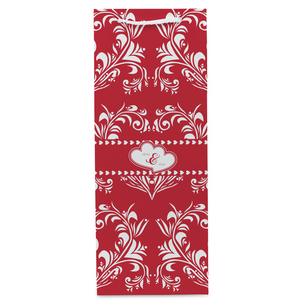 Heart Damask Wine Gift Bag - Gloss - Front