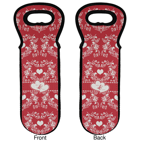Heart Damask Wine Tote Front & Back