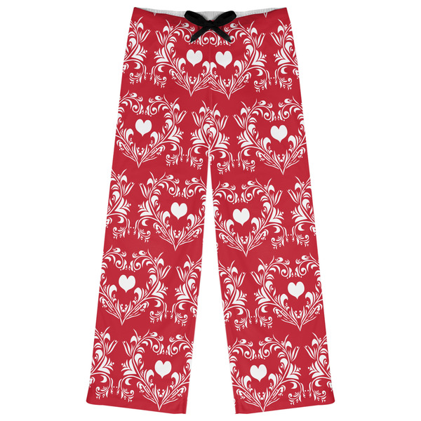 Custom Heart Damask Womens Pajama Pants - XS