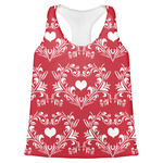 Heart Damask Womens Racerback Tank Top - X Small