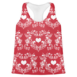 Heart Damask Womens Racerback Tank Top - Small (Personalized)