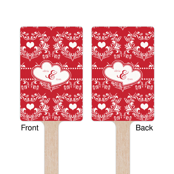 Heart Damask Wooden 6.25" Stir Stick - Rectangular - Double Sided - Front & Back