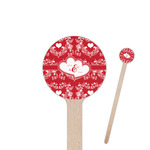Heart Damask 6" Round Wooden Stir Sticks - Double Sided (Personalized)