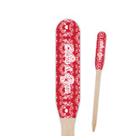 Heart Damask Paddle Wooden Food Picks - Double Sided (Personalized)