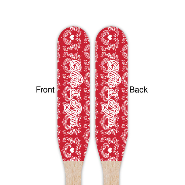Heart Damask Wooden Food Pick - Paddle - Double Sided - Front & Back