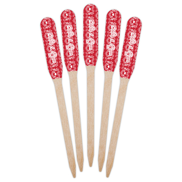 Heart Damask Wooden Food Pick - Paddle - Fan View