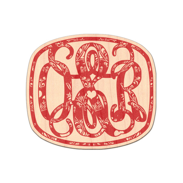 Custom Heart Damask Genuine Maple or Cherry Wood Sticker (Personalized)