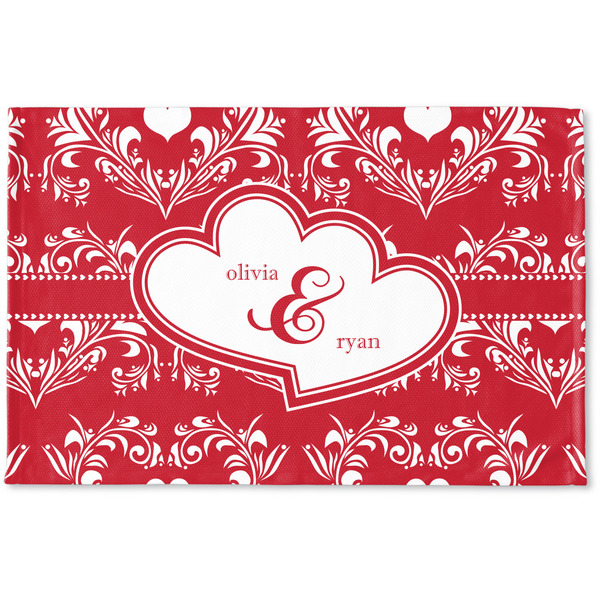 Custom Heart Damask Woven Mat (Personalized)