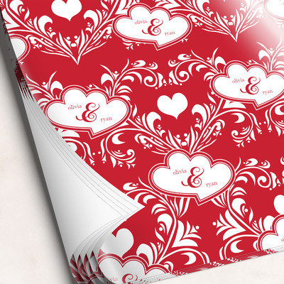 Heart Damask Wrapping Paper Sheets (Personalized)