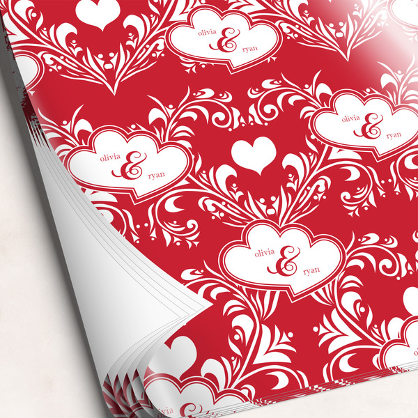 Custom Heart Damask Wrapping Paper Sheets (Personalized)