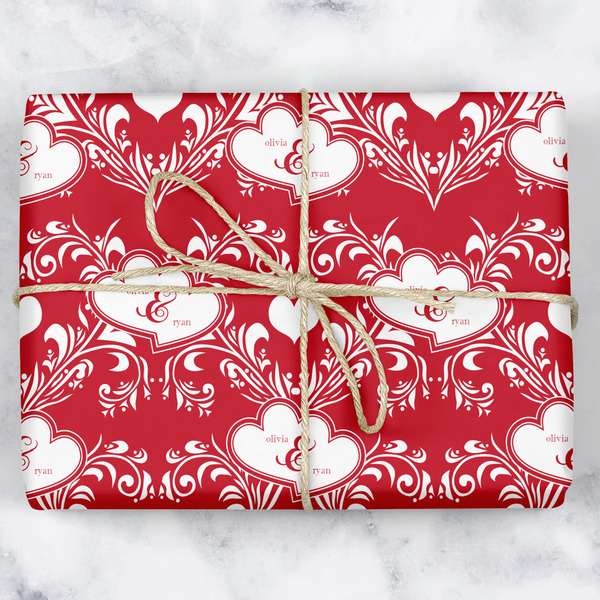Custom Heart Damask Wrapping Paper (Personalized)