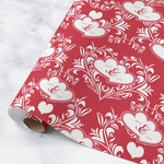 Heart Damask Wrapping Paper Roll - Medium - Matte (Personalized)