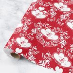 Heart Damask Wrapping Paper Roll - Medium (Personalized)