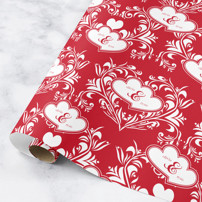 Heart Damask Wrapping Paper Roll - Large (Personalized)