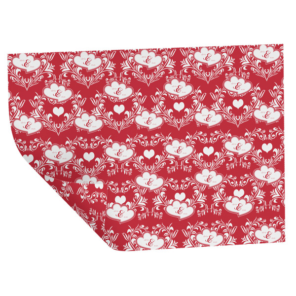 Heart Damask Wrapping Paper Sheet - Double Sided - Folded