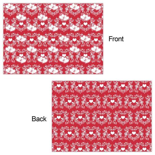 Heart Damask Wrapping Paper Sheet - Double Sided - Front & Back