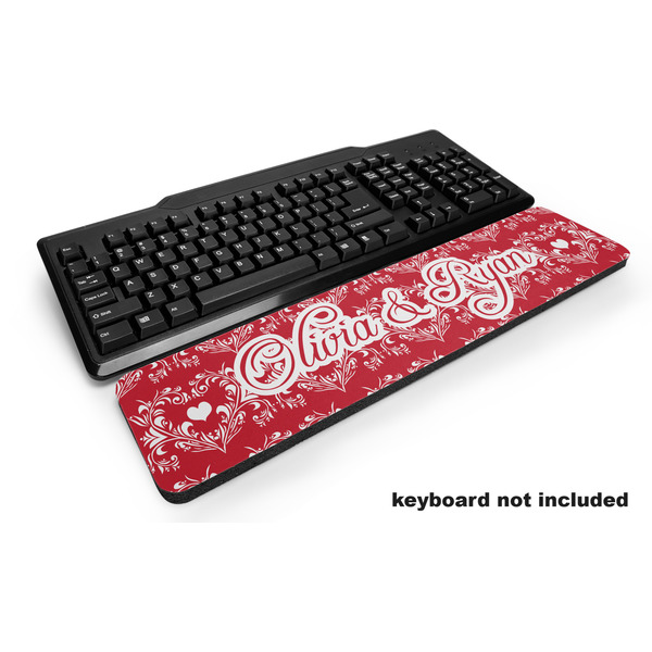 Custom Heart Damask Keyboard Wrist Rest (Personalized)