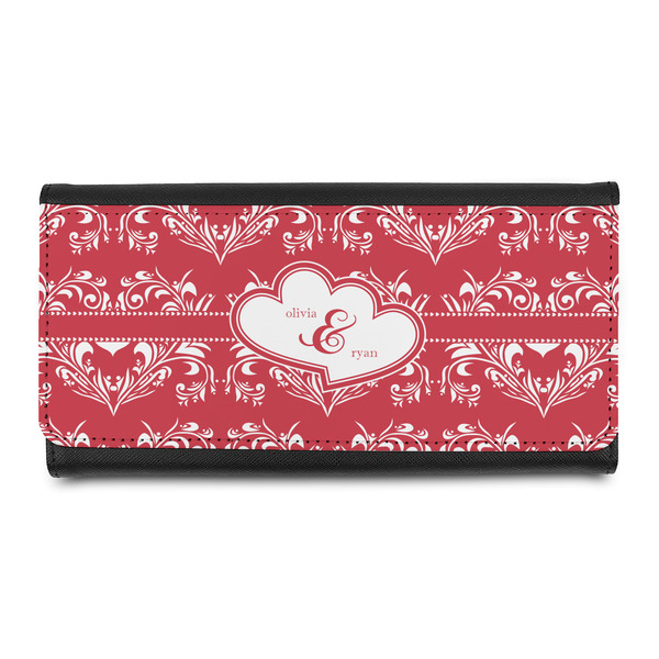 Custom Heart Damask Leatherette Ladies Wallet (Personalized)
