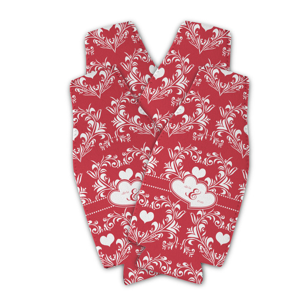 Heart Damask Zipper Bottle Cooler - Set of 4 - PARENT MAIN (flat)