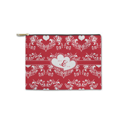 Heart Damask Zipper Pouch - Small - 8.5"x6" (Personalized)