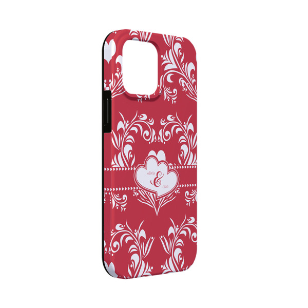 Custom Heart Damask iPhone Case - Rubber Lined - iPhone 13 Mini (Personalized)