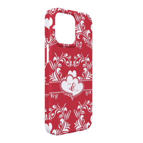 Custom Heart Damask iPhone Case - Plastic - iPhone 13 Pro Max (Personalized)