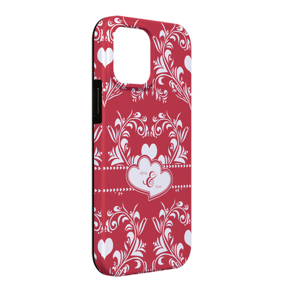 Custom Heart Damask iPhone Case - Rubber Lined - iPhone 13 Pro Max (Personalized)