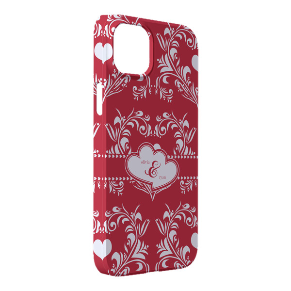 Custom Heart Damask iPhone Case - Plastic - iPhone 14 Plus (Personalized)