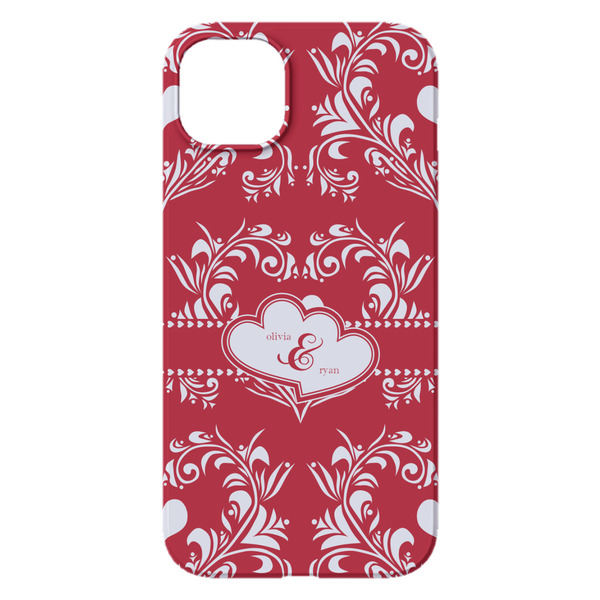 Heart Damask iPhone 14 Plus Case - Back