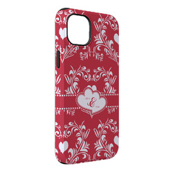 Heart Damask iPhone Case - Rubber Lined - iPhone 14 Plus (Personalized)