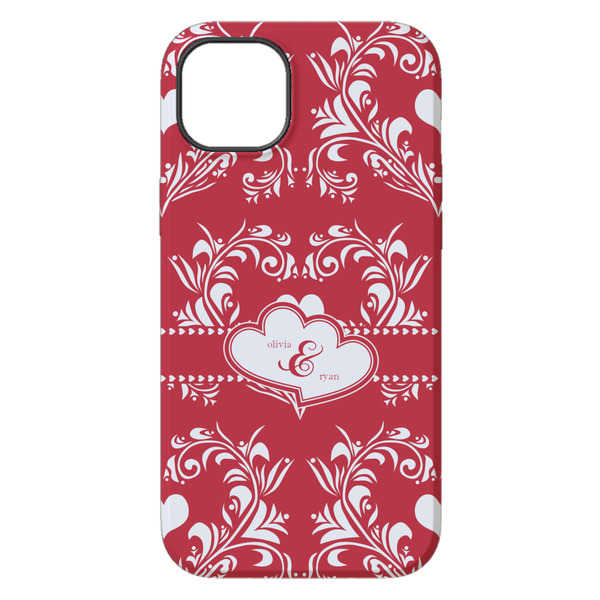 Heart Damask iPhone 14 Plus Tough Case - Back