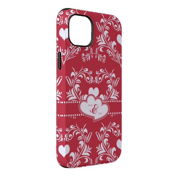 Custom Heart Damask iPhone Case - Rubber Lined - iPhone 14 Pro Max (Personalized)
