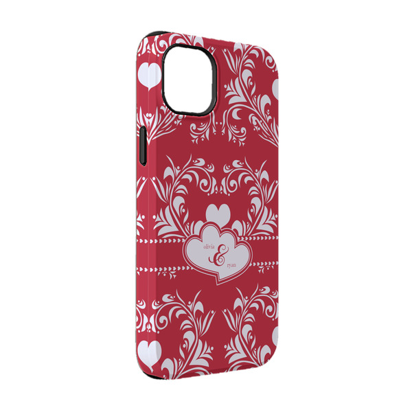 Custom Heart Damask iPhone Case - Rubber Lined - iPhone 14 Pro (Personalized)