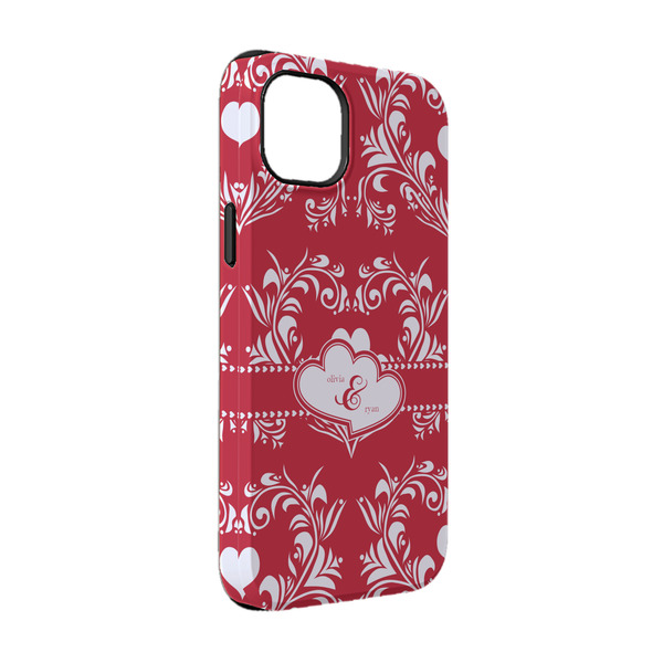 Custom Heart Damask iPhone Case - Rubber Lined - iPhone 14 (Personalized)