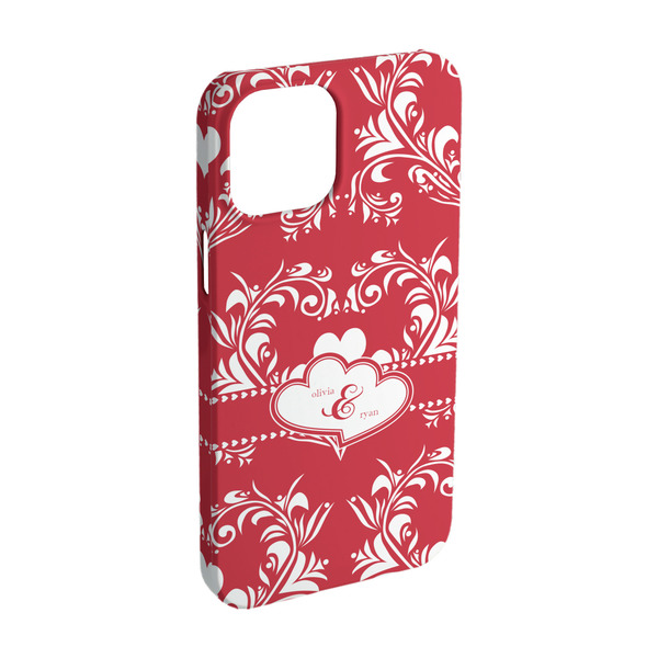 Custom Heart Damask iPhone Case - Plastic - iPhone 15 (Personalized)